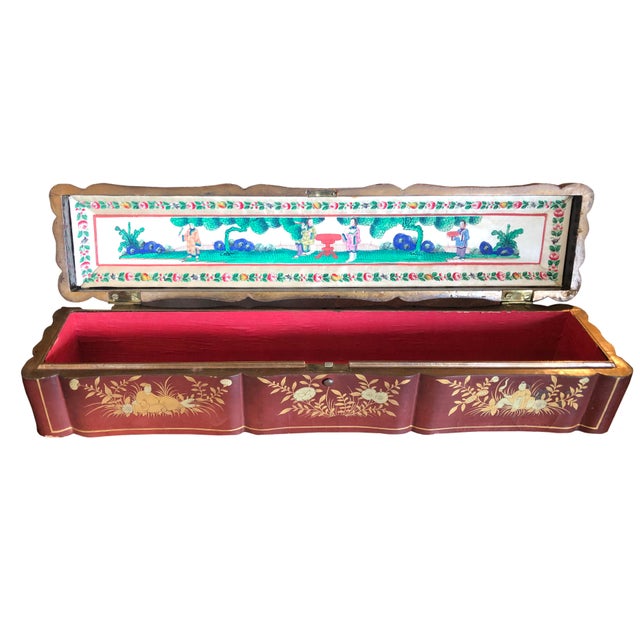 Wood Early 19th Century Hand Painted Chinese Fan Box For Sale - Image 7 of 7