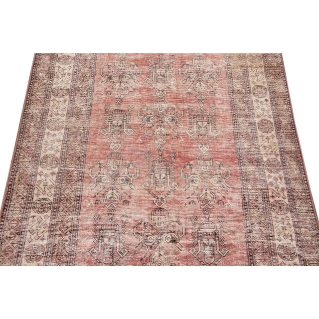 Red Vintage Shabby Chic Handmade Wool Rug For Sale - Image 12 of 13