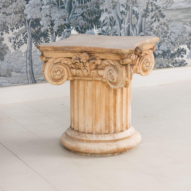 A beautiful French plaster fluted column stand with composite order capital. The capital is composed of ionic volutes and...