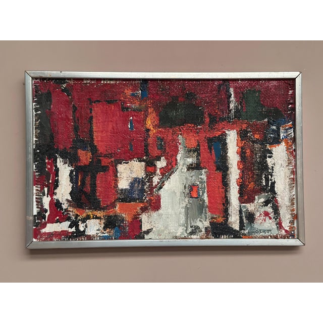 Holger Oijens, Cityscape in Red, 1960s, Oil on Canvas, Framed For Sale - Image 9 of 18