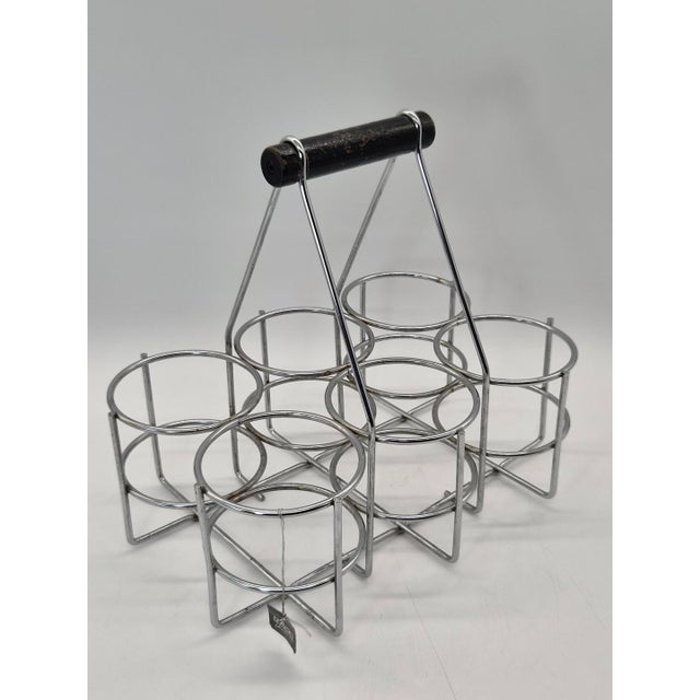 Vintage 6-Bottle Rack in Chrome-Plated Steel and Wood from Zack, 1980s For Sale - Image 4 of 11