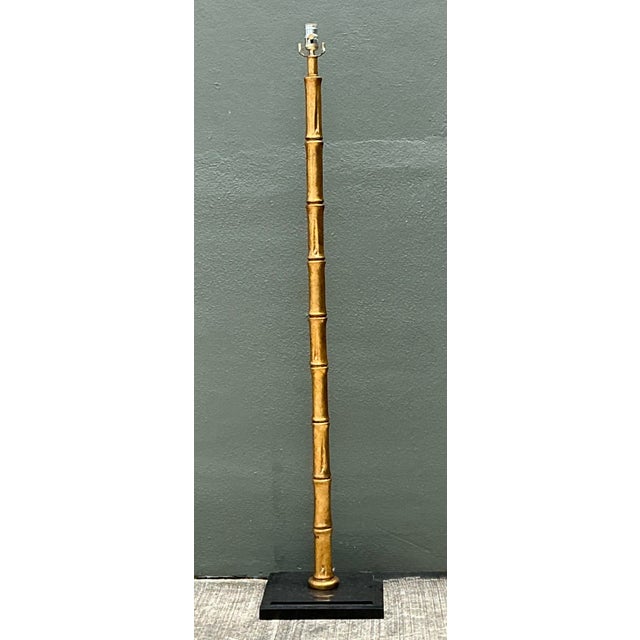 Vintage Gilt Bamboo Floor Lamp For Sale In West Palm - Image 6 of 12