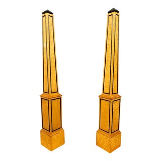 Italian Grand Tour Obelisks in Satinwood with Ebonized Trim, Set of 2 For Sale
