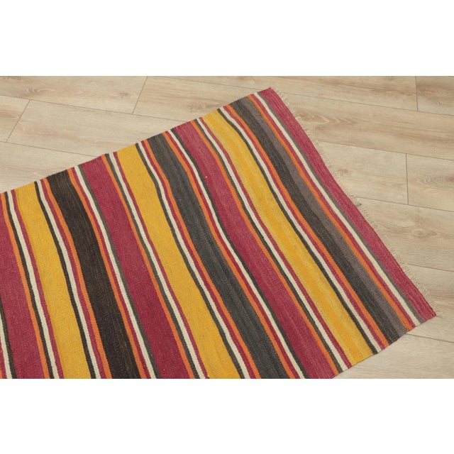 1980s Tribal Red Striped Runner Rug For Sale - Image 11 of 13