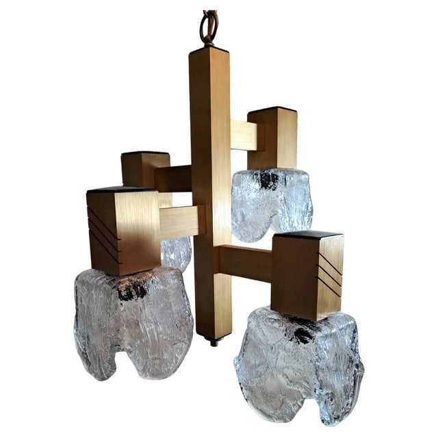 Space Age Chandelier in Aluminum and Half Crystal in the style of Sciolari Gaetano, 1964 For Sale