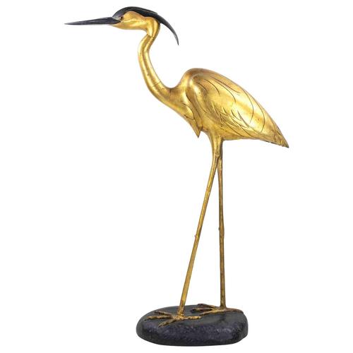 Life Size Heron, 1980s, Gilded & Lacquered Fiberglass For Sale - Image 10 of 10