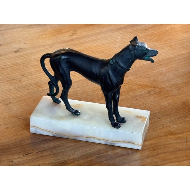 19th Century 19th Century Metal Greyhound on Onyx Base For Sale - Image 5 of 5