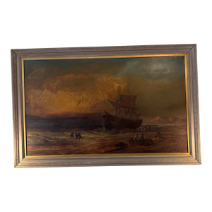 Late 19th Century Large Oil Painting by Famed Historical Seascape Painter F. D. Briscoe