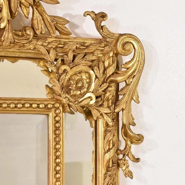 Gold Antique Wall Mirror with Volutes and Putti For Sale - Image 8 of 11