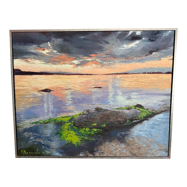 Seascape Oil Painting 35” X 31” by Elena Mashajeva Agrophiotis For Sale