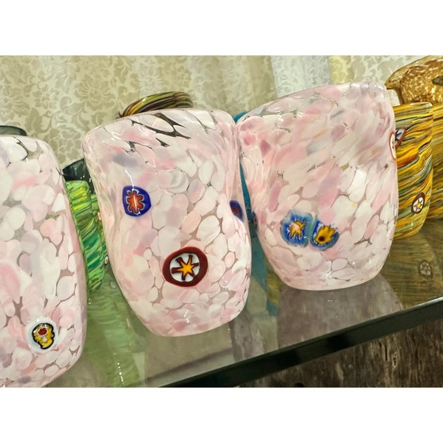 Pink Spot with Murrine Murano Glasses by Simoeng, Set of 6 For Sale - Image 4 of 5