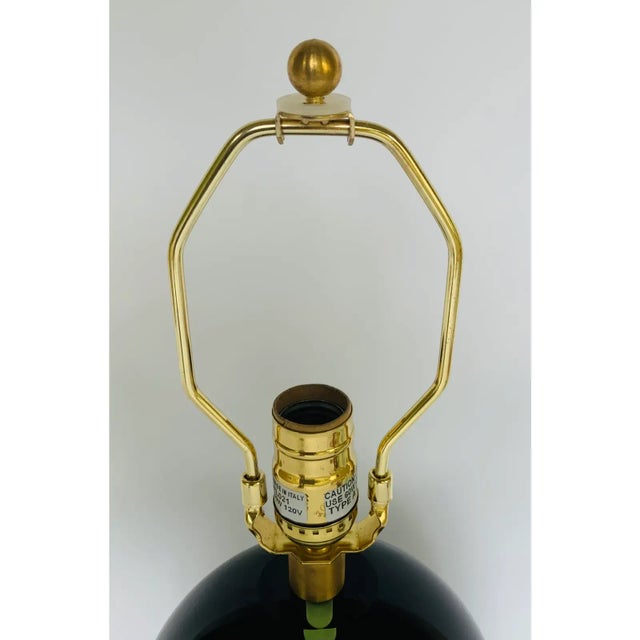 Original Retail $3000, stylish Baker Italian Sommerso Small Green Glass Table Lamp, brass finished meatl, showroom floor...