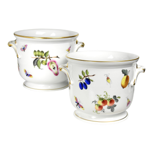Entirely Hand Painted, Large Vintage Herend Cachepots, a Pair