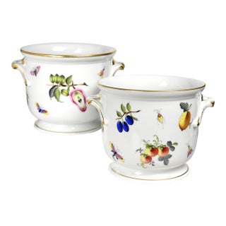 Entirely Hand Painted, Large Vintage Herend Cachepots,/Bottle Coolers, a Pair For Sale