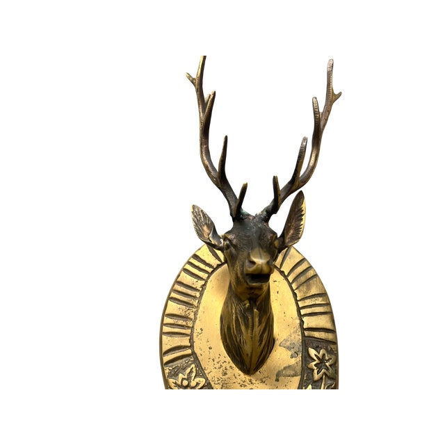 Rustic Brass Deer Wall Hook – Rustic Animal Head Hanger For Sale - Image 3 of 9