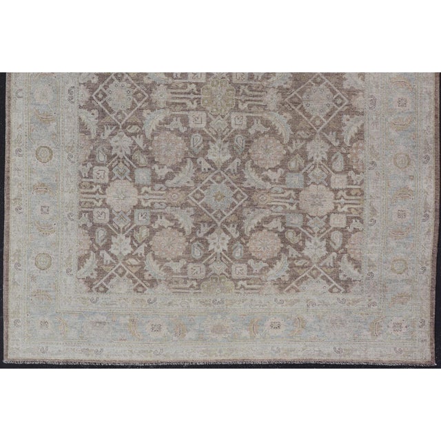 Brown Modern Tabriz Design Rug by Keivan Woven Arts in Warm Brown Tones 9'3 X 11'8 For Sale - Image 8 of 17