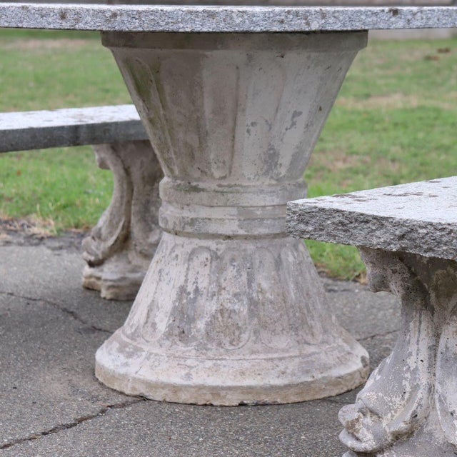 Gray Garden Set with Table and Two Benches, Set of 3 For Sale - Image 8 of 13
