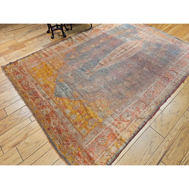 19th Century Turkish Oushak Rug, Tree of Life Design, Aqua Blue, 7' x 10' For Sale - Image 13 of 13