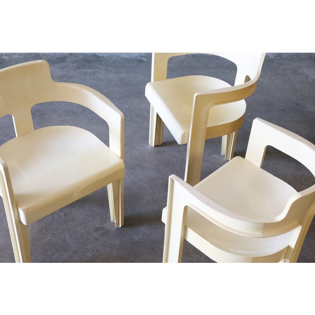 White Set of 3 Attributed to Syroco Plastic Italian Chairs 1970s For Sale - Image 8 of 13