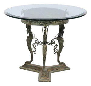 Pompeii Table with Metal Base & Glass Top