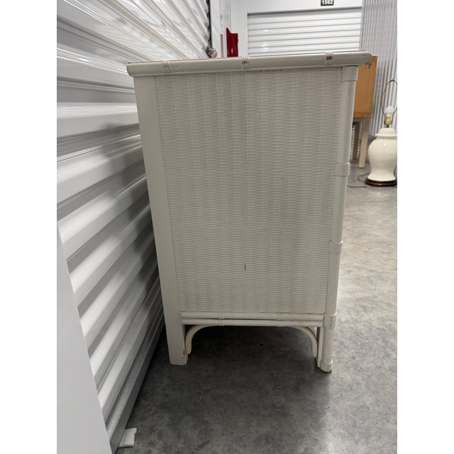 1980s 1980s Henry Link Sunburst Wicker and Faux Bamboo Triple Dresser For Sale - Image 5 of 9