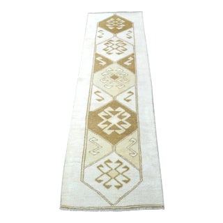 Turkish Anatolian White and Camel Color Runner For Sale