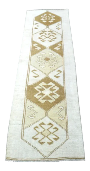 Turkish Anatolian White and Camel Color Runner