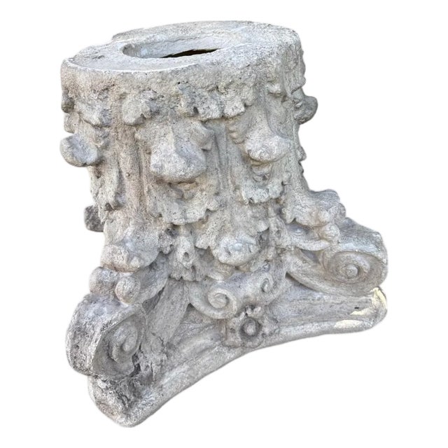 Vintage Italian Concret Corinthian Capital, a Classical Architectural Sculpture. For Sale