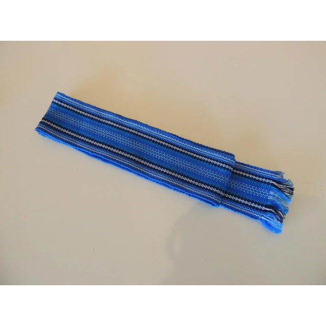 Blue and white woven Ukrainian Ribbons/Belts. Ideal for pillows or upholstery trims. Size: 2.75"H x 78"L.