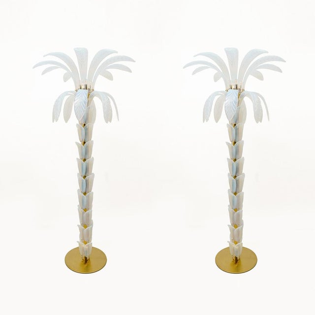 Iridescent Murano Glass Palm Tree Floor Lamps, 2000, Set of 2 For Sale - Image 11 of 11
