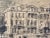 Charcoal drawing depicting a city waterfront with historic houses and moored ships, signed Engelman 1980. The work is made...