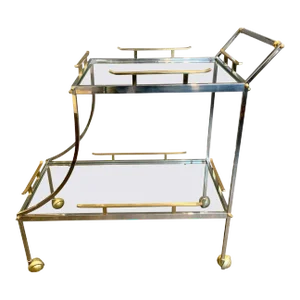 Italian Mixed Metal Two-Tier Bar Cart