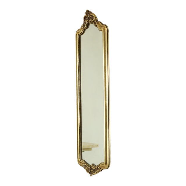 1960s Vintage Baroque Classic Narrow Mirror in Gold, 1960s For Sale - Image 5 of 17