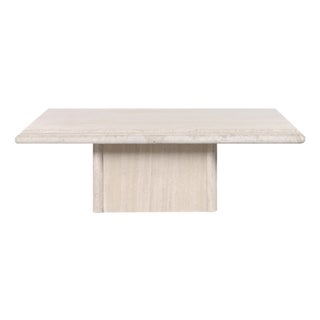 Vintage Italian Modern Travertine Coffee Tables With Bullnose Edge, 1980s For Sale