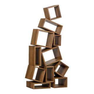 Cubist Bookcase, Dark Walnut For Sale