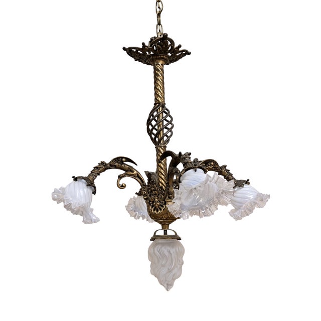 Napoleon III Gilt Bronze 5-Light Chandelier For Sale