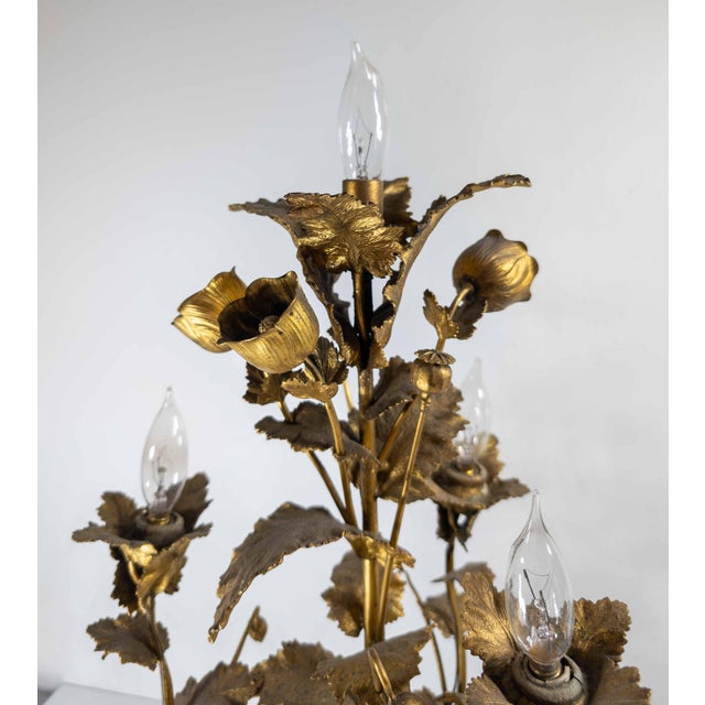 19th Century Electrified Floral Poppy Flower Bronze Candelabra Table Lamp For Sale - Image 12 of 18