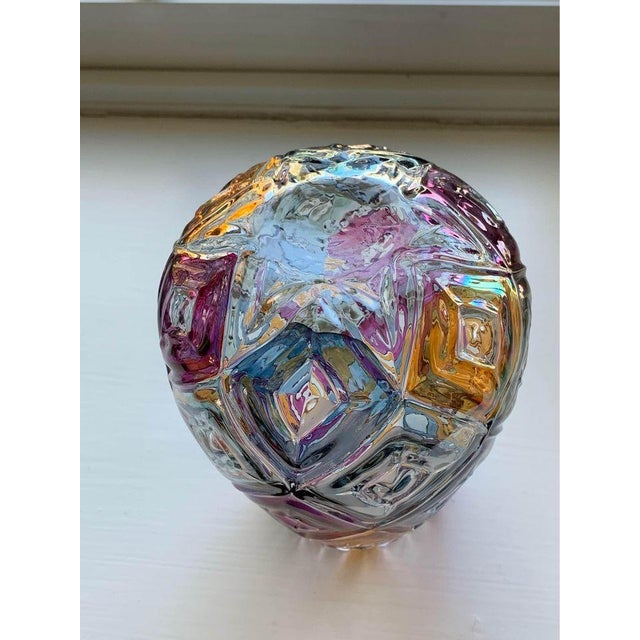 Vintage Mid-Century Bohemian Multicolor Faceted Art Glass Vase, 1960s For Sale - Image 10 of 14