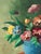 G. Stränz, Pansies in Blue Vase, 1960s, Oil Painting on Canvas, Framed For Sale - Image 10 of 17