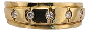 14 Karat Yellow Gold Ring Wedding Band With Five Diamonds .35 Carat