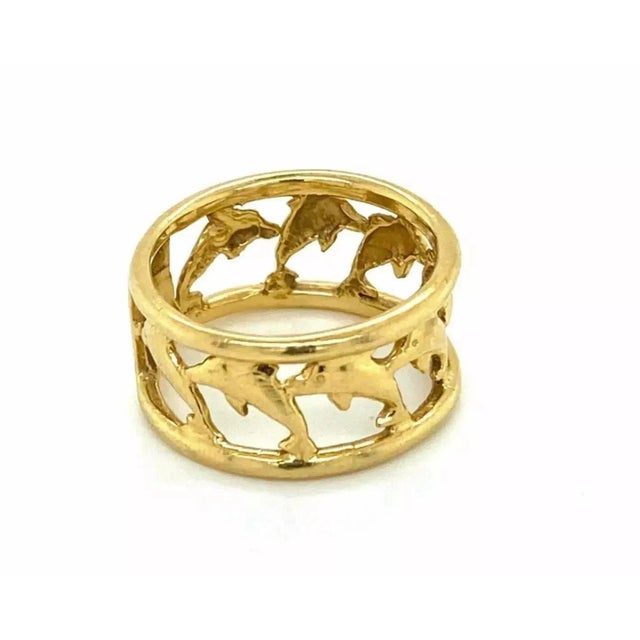 24990 - Dolphin 14k Yellow Gold Band Ring For Sale - Image 4 of 6