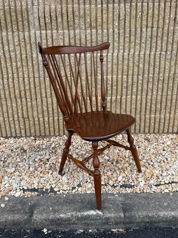 Mid 20th Century Ethan Allen Pair of Solid Cherry Wood Brace Back