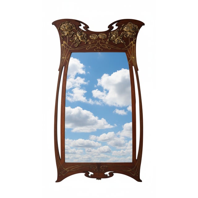 Art Nouveau Nancy School Carved Gilded Mirror with Chrysanthemum Decoration, France, 1900s For Sale - Image 18 of 18