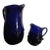1980s Signed Mexican Blown Art Glass Pair of Cobalt Blue Pitchers- Set of 2 For Sale