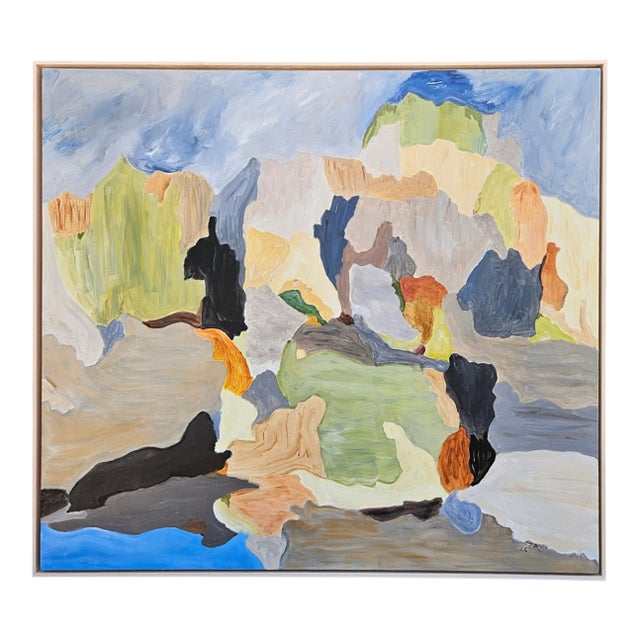 "Playground" Abstract Mountain Landscape Painting by Laurie MacMillan, Framed For Sale