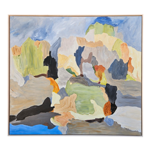 "Playground" Abstract Mountain Landscape Painting by Laurie MacMillan, Framed