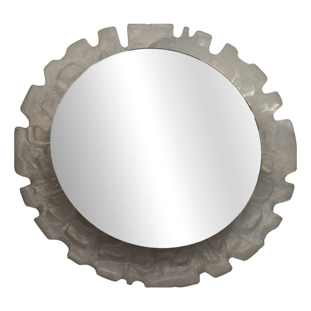Illuminated Mirror in Frosted Glass Look Acrylic Frame, 1970s For Sale