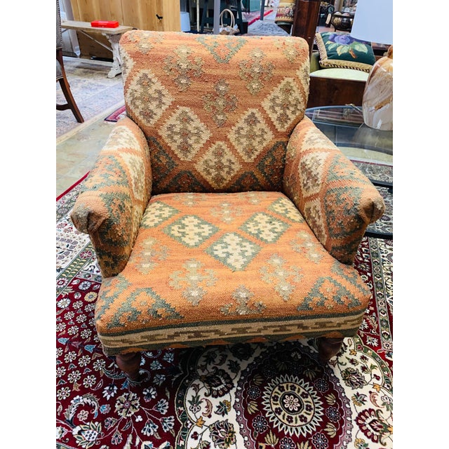Kilim Upholstered Arm Chairs a Pair Chairish