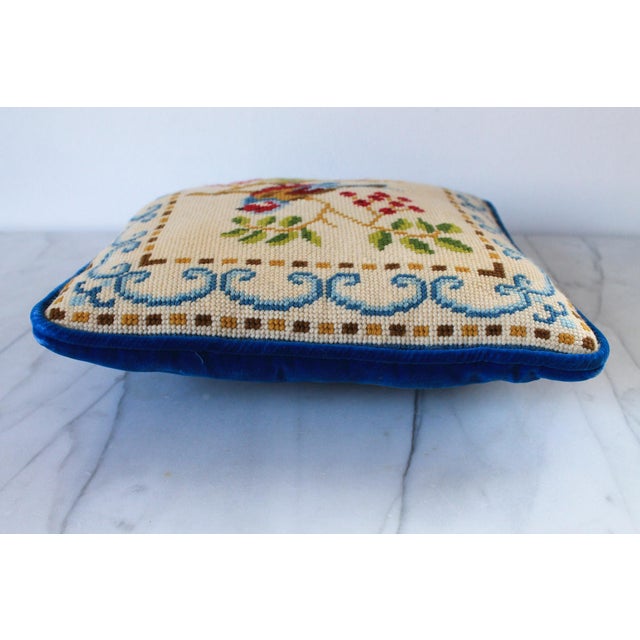 Textile Vintage Embroidered Bird Accent Pillow For Sale - Image 7 of 11