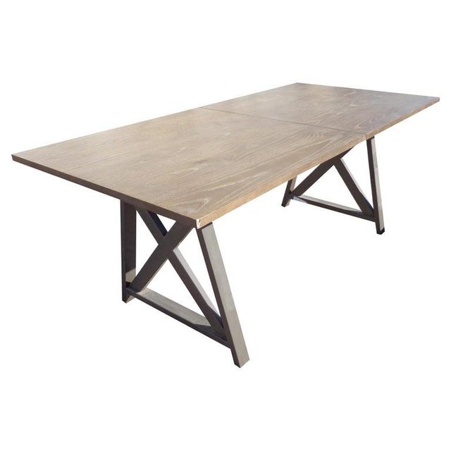 Gray Industrial Trestle Base Work Table Desk For Sale - Image 8 of 8